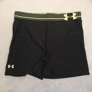 Yellow Striped Under Armour 3” Spandex [Size S]